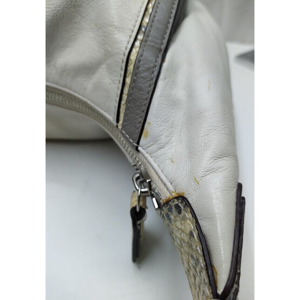 Coach Kristin White Leather Snakeskin Detail Zipper Hobo Shoulder Bag - Picture 5 of 14